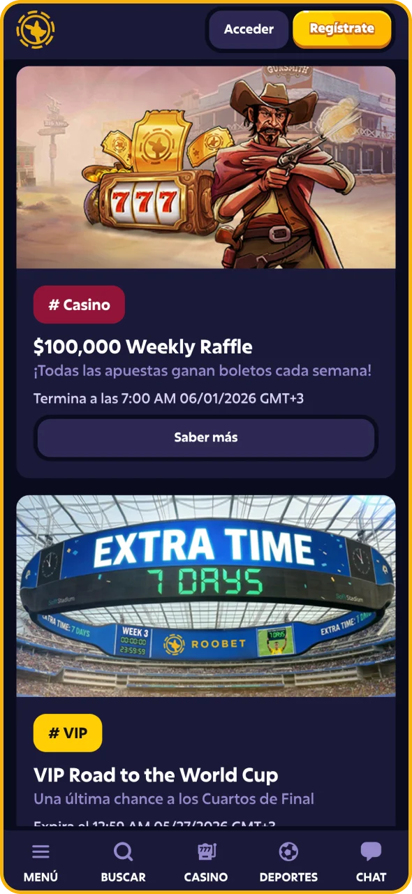 En la aplicación de Roobet puedes obtener bonos y promociones.