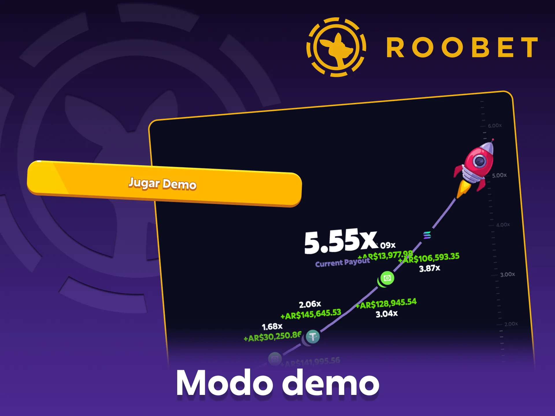 Puedes probar el modo demo de Roobet Crash sin ningún riesgo.