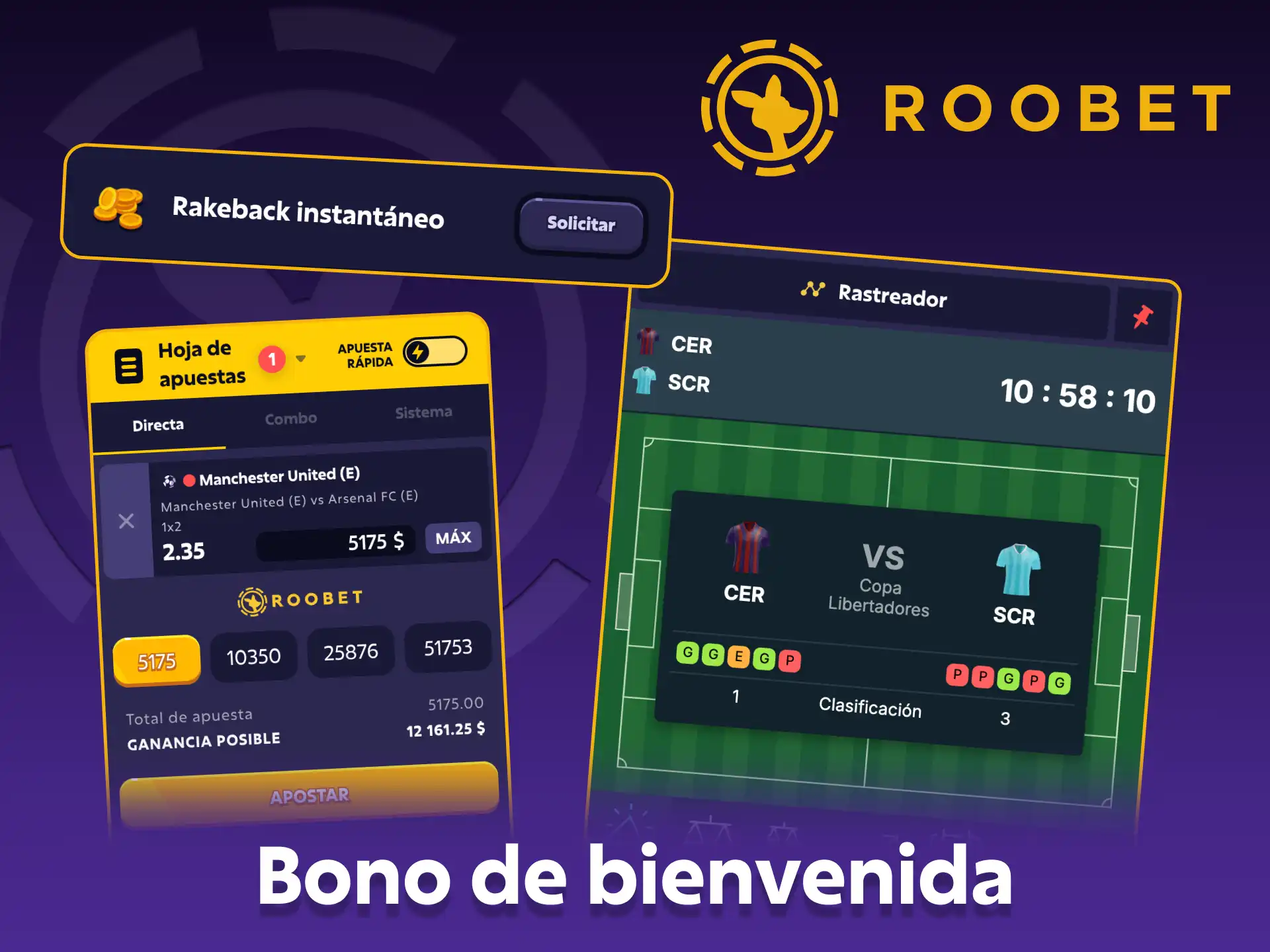 Activa el bono de bienvenida de Roobet antes de realizar tu primera apuesta en fútbol.