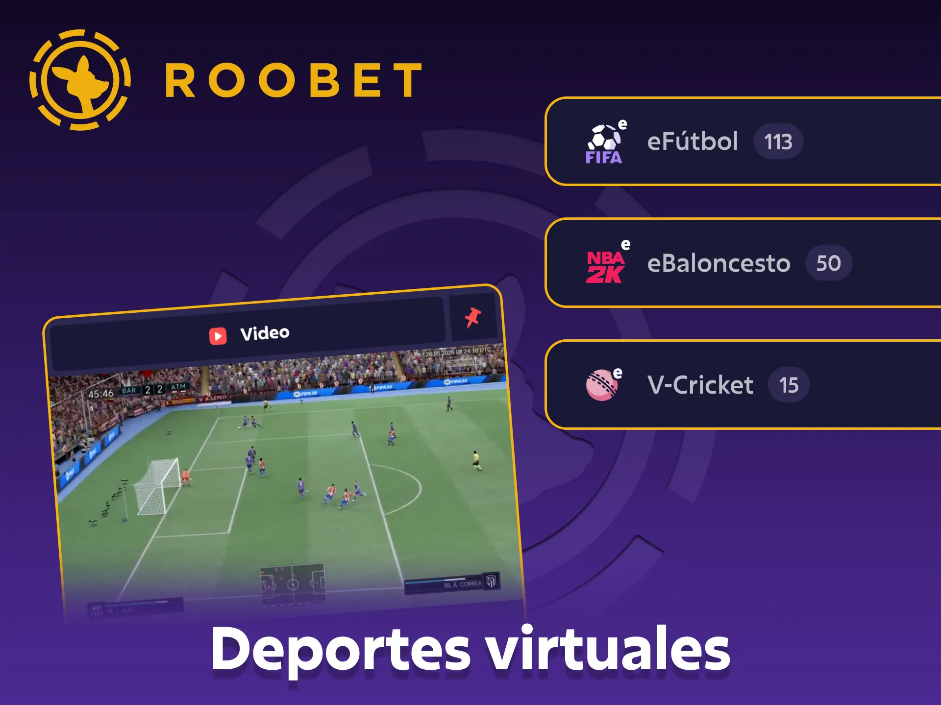 Prueba a apostar en deportes virtuales en la página web de Roobet.