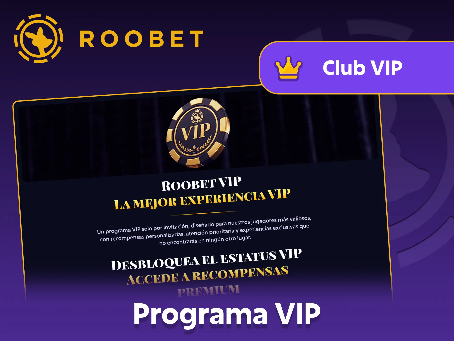 Hazte miembro del programa VIP de Roobet para recibir beneficios.
