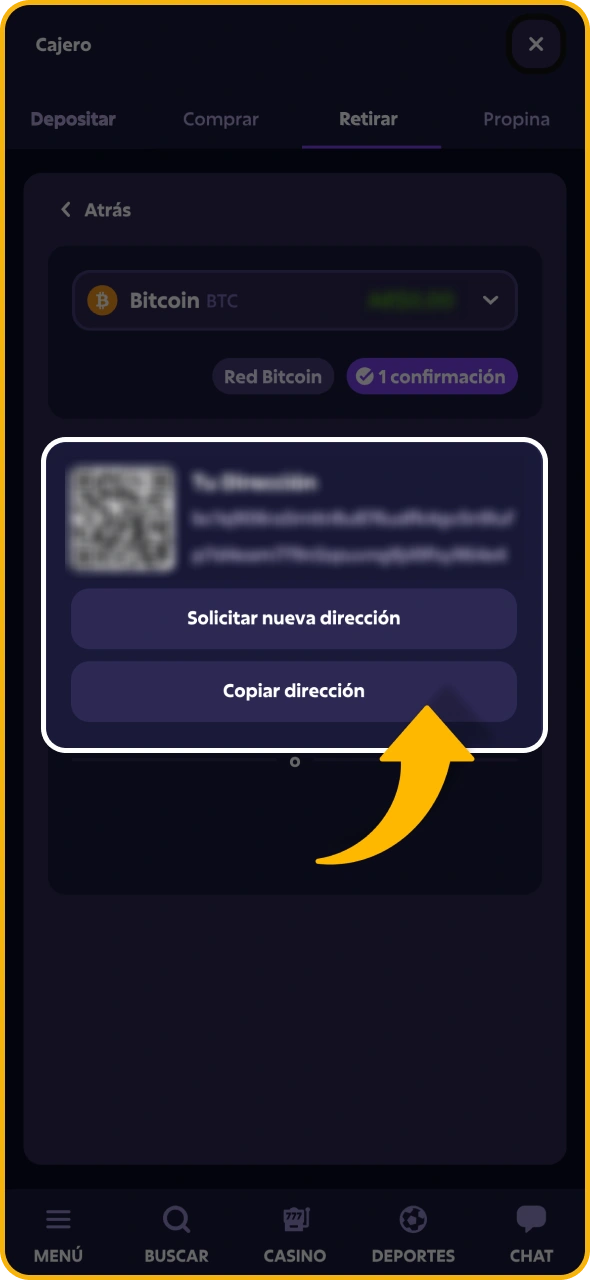 Confirma el proceso de retiro y continúa jugando en Roobet.